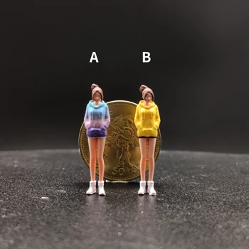 1: 64 Ölçekli Rakamlar Bir Kız At Kuyruğu Modeli Dioramalar Diecast Minyatür Koleksiyon 1