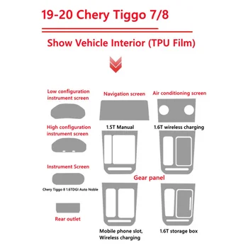 TPU Araba Vites Dashboard Gps Navigasyon Ekran Filmi Koruyucu Sticker Chery Tiggo için 7 7pro 8 2019 2020 2021 Anti-scratch 0