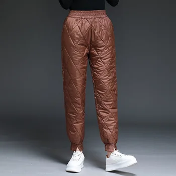 Kadınlar Kış sıcak Aşağı pamuklu pantolonlar Yastıklı Kapitone Pantolon Elastik Bel günlük pantolon 2022 Kış Kalınlaşmak Sıcak harem pantolon
