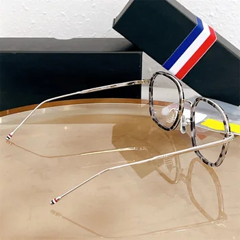 New York tasarımcı Retro büyük yuvarlak gözlük çerçeve alaşım gözlük mavi ışık reçete optik gözlük moda Ins tarzı tb128 1