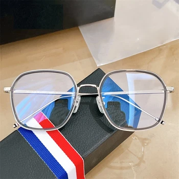 New York tasarımcı Retro büyük yuvarlak gözlük çerçeve alaşım gözlük mavi ışık reçete optik gözlük moda Ins tarzı tb128 3