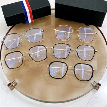 New York tasarımcı Retro büyük yuvarlak gözlük çerçeve alaşım gözlük mavi ışık reçete optik gözlük moda Ins tarzı tb128 4