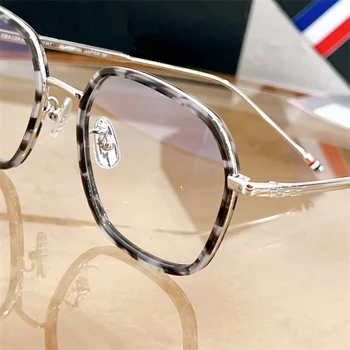 New York tasarımcı Retro büyük yuvarlak gözlük çerçeve alaşım gözlük mavi ışık reçete optik gözlük moda Ins tarzı tb128 5