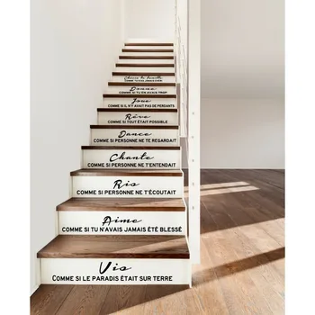 Merdiven Sticker Fransız Cheris Ta Famille Vinil Duvar Çıkartması sanatsal fresk Duvar Kağıdı Oturma Odası Rêve Ev Dekor seramik karo Posteri 0