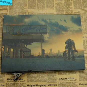 Fallout 3 4 Oyun Posteri Ev Mobilya dekorasyon Kraft Oyun Posteri Çizim çekirdek duvar çıkartmaları 2