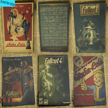 Fallout 3 4 Oyun Posteri Ev Mobilya dekorasyon Kraft Oyun Posteri Çizim çekirdek duvar çıkartmaları 3