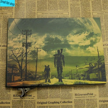 Fallout 3 4 Oyun Posteri Ev Mobilya dekorasyon Kraft Oyun Posteri Çizim çekirdek duvar çıkartmaları 5