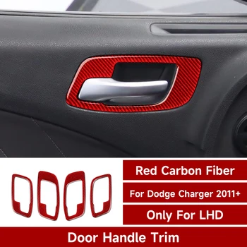 Dodge şarj cihazı 2011 -2021 İç Aksesuarları Karbon Fiber Araba Kapı Kolu Kase Trim Kapakları çıkartma 0