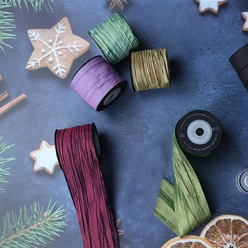 DIY Zanaat Elbise Aksesuarları Noel Paketi Dekor 1Yard 50mm Pilili Saten Kurdele Saç Yay Yapma Buket Hediye Toptan