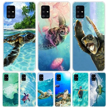 Deniz Kaplumbağası Aqua Telefon Kılıfı İçin Samsung Galaxy A52 A53 A12 A13 A22 A23 A32 A33 A73 A72 A42 A43 A02S A03S A50S Coque Kapak