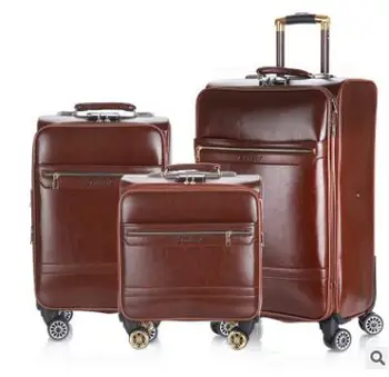 18 İnç 20 İnç Erkekler Spinner bavul Bagaj 24 arabası Bavul PU Seyahat Haddeleme bagaj çantası Tekerlekler Üzerinde Seyahat Tekerlekli Bavul