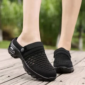 2022 Yeni Kadın Ayakkabı Rahat Artış Yastık Sandalet kaymaz Platform Sandalet Kadınlar İçin Nefes Örgü Açık Yürüyüş Terlik
