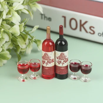 3 Adet 1/12 Minyatür Şarap Şişeleri şarap bardağı Dollhouse Mutfak Aksesuarları-Mini Dollhouse Oturma Odası Bar Mutfak Aksesuarları
