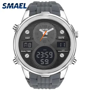 SMAEL Moda Casual Kuvars Saatı Dijital Elektronik Saat LED Otomatik alarmlı saatler 1273 Erkekler Spor Saatler Su Geçirmez