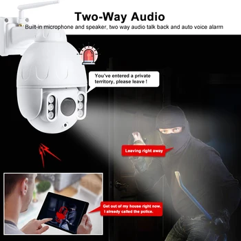 CCTV Kablosuz WİFİ MİNİ Otomatik İzleme PTZ Kamera İnsansı Algılama Pan Tilt 5X optik Zoom İki Yönlü Ses P2P Telefon Alarm CAMHİ