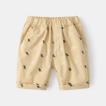 2022 3-8T Yürüyor Çocuk Bebek Erkek Giysileri Yaz Dinozor Erkek Şort Plaj Dipleri Moda pamuklu kıyafet Beyefendi Streetwear 0
