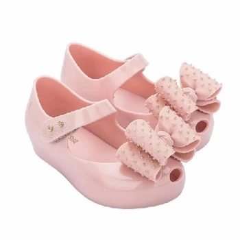 Mini Melissa Çocuklar Bebek Kız Sandalet İlmek İnci Kristal Roma Sandalet Prenses Ayakkabı Çocuk Sandalet Kızlar İçin Plaj Sandalet