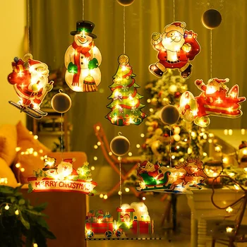 LED noel dekorasyon ışıkları enayi ışıkları Noel baba kardan adam şekilli ışıklar pencere Noel ağacı dekorasyon küçük ışıklar