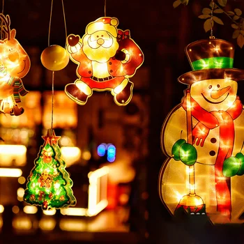 LED noel dekorasyon ışıkları enayi ışıkları Noel baba kardan adam şekilli ışıklar pencere Noel ağacı dekorasyon küçük ışıklar 1