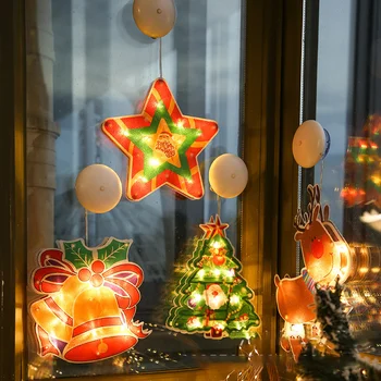 LED noel dekorasyon ışıkları enayi ışıkları Noel baba kardan adam şekilli ışıklar pencere Noel ağacı dekorasyon küçük ışıklar 2
