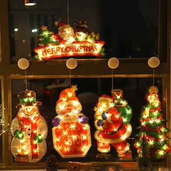 LED noel dekorasyon ışıkları enayi ışıkları Noel baba kardan adam şekilli ışıklar pencere Noel ağacı dekorasyon küçük ışıklar 4
