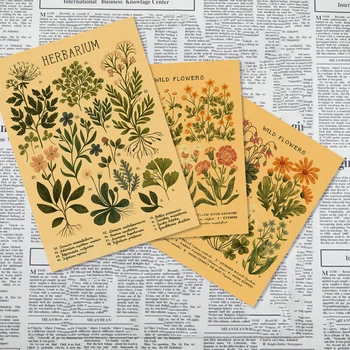 Klasik Çiçek Flora Sanat Kraft Kağıt Afiş Posterler Duvar Sanatı Boyama Ev Dekorasyon Resimleri duvar çıkartmaları