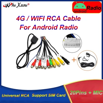 20Pin Evrensel 4G WIFI Sürüm RCA Kablosu Adaptörü Mikrofon AUX Subwoofer Amplifikatör Araba Stereo Android Radyo
