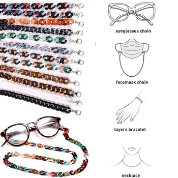 1 Adet Kadınlar 72cm Akrilik Güneş Gözlüğü Zinciri Anti Kayma Okuma Gözlük Şerit Klip Maskesi Tutucu Boyun Askısı Kordon