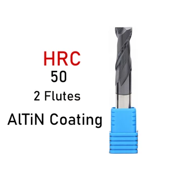 HRC50 HRC55 HRC65 Karbür End Mill 2 Flüt frezeler freze kesicisi Alaşımlı Kaplama Tungsten Çelik Kesme Aleti CNC işleme Frezeler