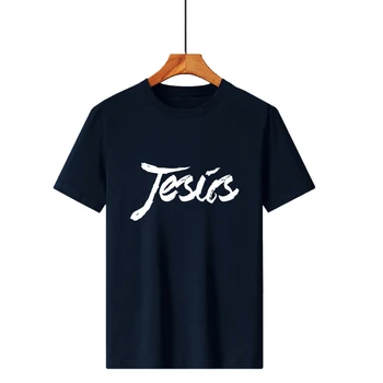 Yaz erkek İsa Mektubu Baskılı T Shirt Erkek Hip Hop Streetwear Pamuk Moda Yüksek Kaliteli Unisex T-shirt Erkek Tee Erkek