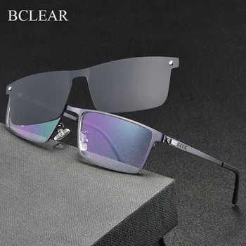 BCLEAR Optik Gözlük Çerçevesi Erkekler güneş gözlüğü üzerinde klipsli polarize Manyetik Gözlük Erkek Reçete Gözlük Tam Jant