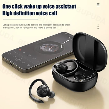 Spor Bluetooth kablosuz mikrofonlu kulaklıklar IPX5 Su Geçirmez Kulak Kancası Bluetooth Kulaklık HiFi Stereo müzik kulaklıkları Telefon için 1