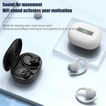 Spor Bluetooth kablosuz mikrofonlu kulaklıklar IPX5 Su Geçirmez Kulak Kancası Bluetooth Kulaklık HiFi Stereo müzik kulaklıkları Telefon için 4