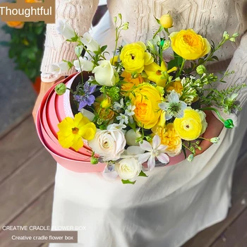 Yaratıcı Beşik Çiçek Kutusu Çiçek Düzenleme Sepeti Hediye Kutuları buket hediye kutusu kağıt çiçek kutusu Ev yılbaşı dekoru