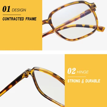 Kare Büyük Boy Gözlük gözlük çerçeveleri Retro Dikdörtgen Gözlük Çerçeve Şeffaf Lens Siyah Leopar Gözlük Çerçeveleri Kadınlar Erkekler İçin 3