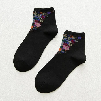 Güzel Çiçek Çorap, Kadın Japon Kore Harajuku tarzı Güzel çorap retro Çiçek Baskı Rahat Kız Amerikan Pamuk çorap