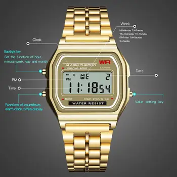 Yeni Erkek Saatler Lüks Gül Altın İzle Kadın Erkek İş Saati Çok Fonksiyonlu LED Spor Dijital Erkekler erkek Reloj Relogio