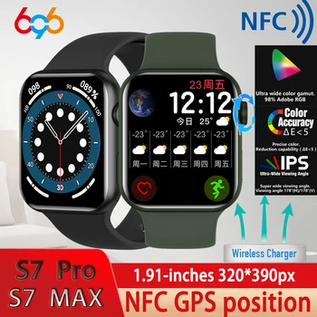 S7 PRO Orijinal S7 Max Smartwatch BT Çağrı Kablosuz Şarj NFC Kol Saati Kadın Erkek akıllı saat PK IWO 14 W27 DT7 IWO8 Serisi 7