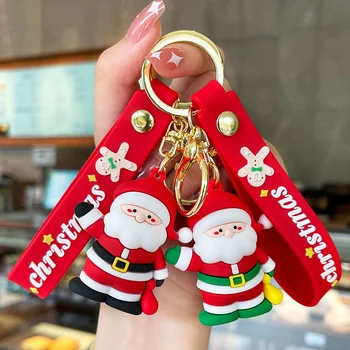 Sevimli karikatür Noel anahtarlık sevgilisi hediye Noel kardan adam Noel Baba anahtar zincirleri araba kolye çanta sallanan takı anahtarlık 1