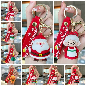 Sevimli karikatür Noel anahtarlık sevgilisi hediye Noel kardan adam Noel Baba anahtar zincirleri araba kolye çanta sallanan takı anahtarlık 2