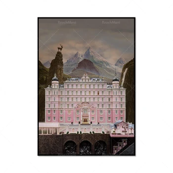 Büyük Budapeşte Otel Posteri / Wes Anderson / Pembe Retro sanat baskı / Minimalist Film Afiş Duvar Sanatı / Tatil Hediyeler