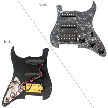 Yüksek Kaliteli Gitar Pickguard 3 katlı SSH Yüklü Kablolu Humbucker Pickguard Manyetikler Seti Elektro Gitar için Siyah İnci