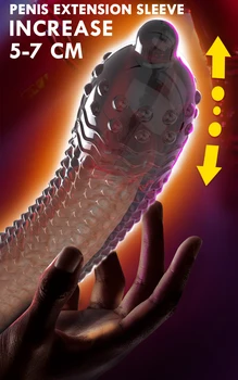 Uzatma Prezervatif Penis Kollu Kullanımlık Prezervatif Penis Uzatma Kollu Seks Oyuncakları Adam için Gecikme Boşalma Kollu Vibratör