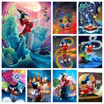 Fantasia 1940 Disney Çizgi Film Elmas Boyama Kitleri Mickey Büyücüler Sihirli Mozaik Çapraz Dikiş Sanat Çocuk Hediye Dekor