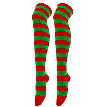 Yeni Cosplay Kadınlar Diz Üzerinde Uzun Şerit Baskılı Uyluk Yüksek Pamuklu Çorap 27 Renk Tatlı Sevimli Artı Boyutu Overknee Çorap Çorap
