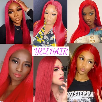 YEZ Kırmızı Dantel Ön insan saçı peruk 13x4 Dantel ön peruk insan saçı Ön Koparıp 150 Yoğunluk Renkli insan saçı peruk s Y39915
