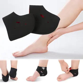 1 Çift Siyah Topuk Çorap Ekler Kırık Ayak Koruyucu Ayak Masajı Ayakkabı Ekler Yastık Kadınlar İçin