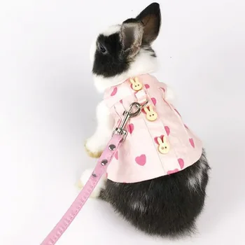 Tavşan Giysileri Sevimli Tavşan Yelek Koşum Açık Tasma Seti Küçük Pet Yavru Küçük Hayvan Giysileri Hayvan Yürüyüş Pet Giyim