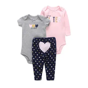Bebek Giysileri Yeni Doğan Bebek Giysileri 0 İla 12 Ay çocuk Karikatür Uzun Kollu + Kısa Kollu Tulum + Pantolon Üç parçalı Set