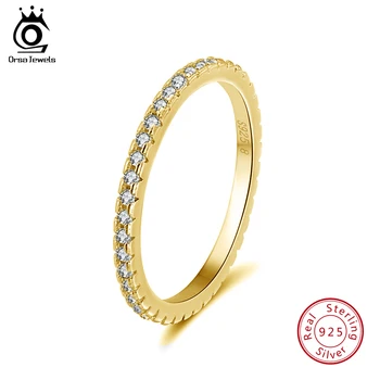 ORSA JEWELS Lüks Kadın Gelin Alyans Moda 925 Gümüş Takı Promise CZ Taş Nişan Yüzüğü Kadınlar için SR63-R